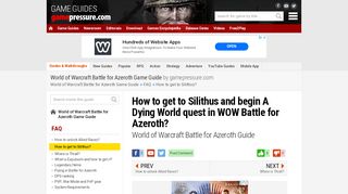 
                            8. How to get to Silithus and begin A Dying World quest in WOW Battle ...