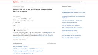 
                            4. How to get to the Associated Limited Brands ACES ETM login - Quora