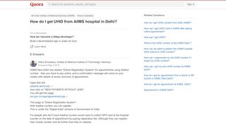 
                            1. How to get UHID from AIIMS hospital in Delhi - Quora