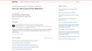 
                            3. How to Gift a Leave at Tech Mahindra - Quora