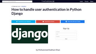 
                            10. How to handle user authentication in Python Django - freeCodeCamp