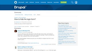 
                            2. How to hide the login form? | Drupal.org