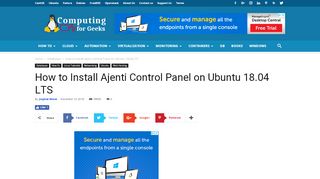 
                            5. How to Install Ajenti Control Panel on Ubuntu 18.04 LTS ...