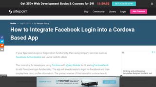 
                            7. How to Integrate Facebook Login into a Cordova Based App ? SitePoint