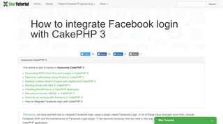 
                            9. How to integrate Facebook login with CakePHP 3 - Star Tutorial
