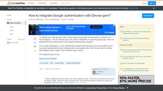 
                            1. How to integrate Google authentication with Devise gem? - Stack ...