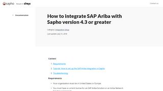 
                            7. How to integrate SAP Ariba with Sapho version 4.3 or greater