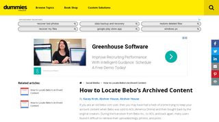 
                            1. How to Locate Bebo's Archived Content - dummies