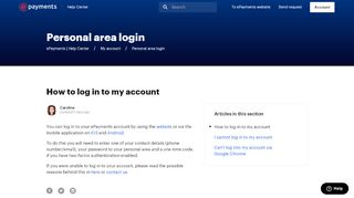 
                            2. How to log in to my account – ePayments | Help Center