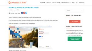 
                            3. How to log in to my AUP Office 365 email? – Office 365 @ AUP