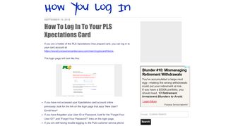 
                            5. How To Log In To Your PLS Xpectations Card