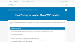 
                            6. How To: Log in to your Shaw WiFi modem