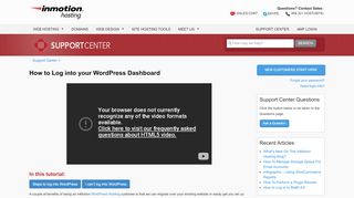 
                            8. How to Log in to your WordPress Dashboard - InMotion Hosting