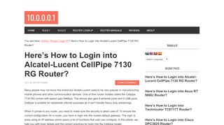 
                            2. How to Login into Alcatel-Lucent CellPipe 7130 RG Router?