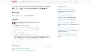 
                            9. How to login new version of IRCTC website - Quora