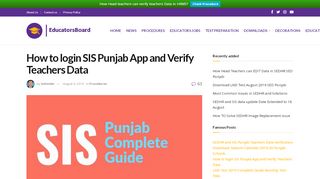 
                            6. How to login SIS Punjab App and Verify Teachers …