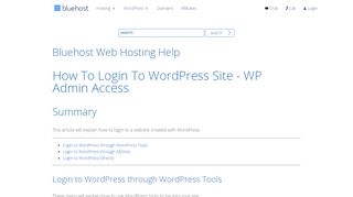 
                            9. How to Login to a WordPress Site - Bluehost