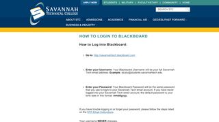 
                            9. How to Login to Blackboard | Savannah Technical College