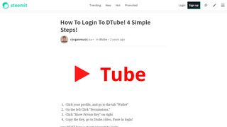 
                            4. How To Login To DTube! 4 Simple Steps! — Steemit
