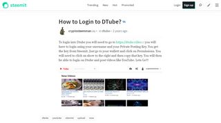 
                            2. How to Login to DTube? — Steemit