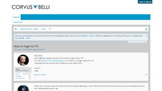 
                            3. How to login to ITS | Corvus Belli Community Forum