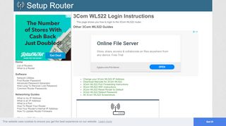 
                            4. How to Login to the 3Com WL522 - SetupRouter