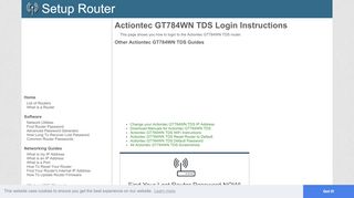 
                            4. How to Login to the Actiontec GT784WN TDS - SetupRouter