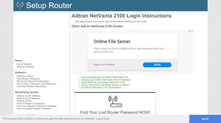 
                            3. How to Login to the Adtran NetVanta 2100 - SetupRouter