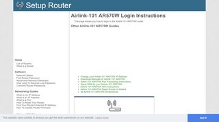 
                            8. How to Login to the Airlink-101 AR570W - SetupRouter