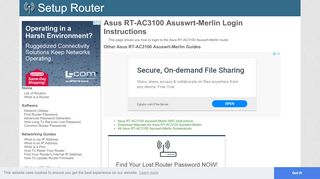 
                            2. How to Login to the Asus RT-AC3100 Asuswrt-Merlin