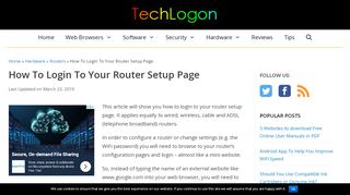 
                            3. How To Login To Your Router Setup Page | TechLogon