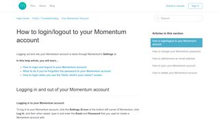 
                            4. How to login/logout to your Momentum account – Help Center