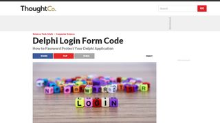 
                            7. How to Make a Delphi Login Form - thoughtco.com