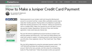 
                            5. How to Make a Juniper Credit Card Payment | Pocketsense