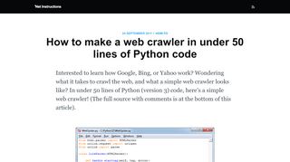 
                            9. How to make a web crawler in under 50 lines of Python code