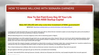 
                            5. HOW TO MAKE MILLIONS WITH 500NAIRA EARNERS