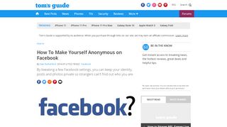 
                            2. How To Make Yourself Anonymous on Facebook - Tom's Guide