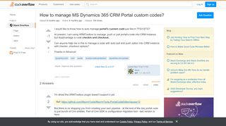 
                            7. How to manage MS Dynamics 365 CRM Portal custom codes? - Stack ...