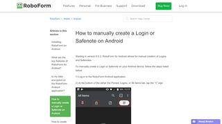 
                            3. How to manually create a Login or Safenote on Android – RoboForm