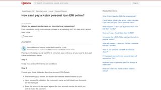 
                            5. How to pay a Kotak personal loan EMI online - Quora