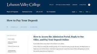 
                            4. How to Pay Your Deposit | Lebanon Valley College