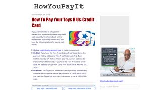 
                            1. How To Pay Your Toys R Us Credit Card
