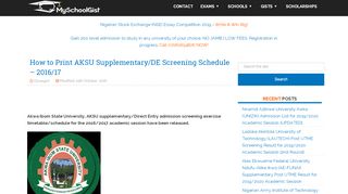 
                            8. How to Print AKSU Supplementary/DE Screening Schedule - 2016/17 ...