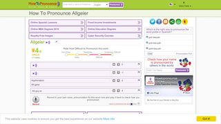 
                            1. How to pronounce Allgeier: HowToPronounce.com