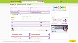
                            9. How to pronounce CWaPE: French HowToPronounce.com