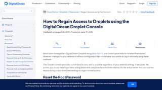 
                            4. How to Regain Access to Droplets using the DigitalOcean ...