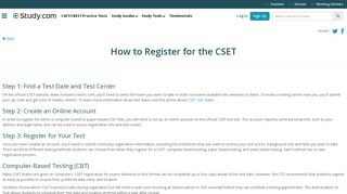 
                            4. How to Register for the CSET - Study.com