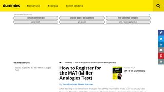 
                            4. How to Register for the MAT (Miller Analogies Test) - dummies