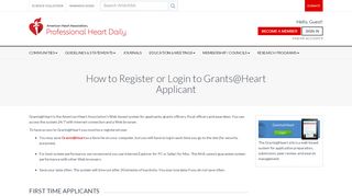 
                            2. How to Register or Login to Grants@Heart - Applicant