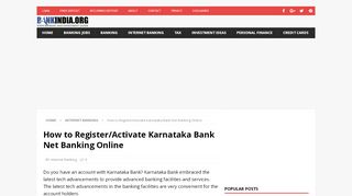 
                            5. How to Register/Activate Karnataka Bank Net Banking Online